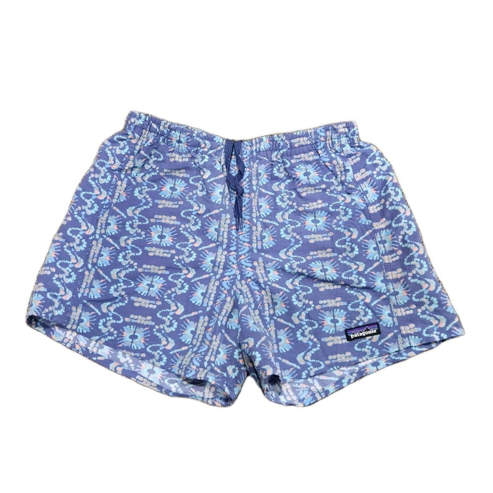 Patagonia Baggies Utility Shorts Blue Geometric Elastic Waist Women XS